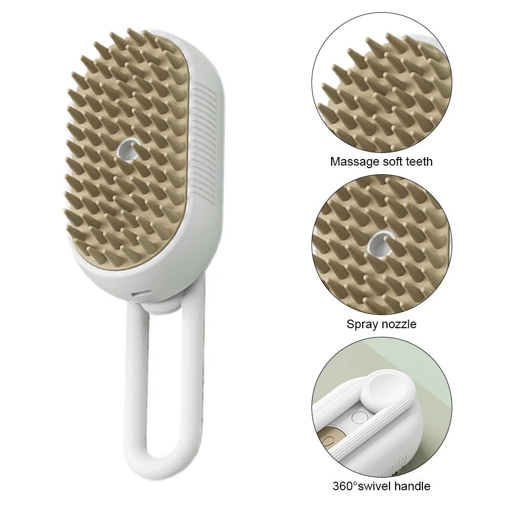 Ultimate 3-in-1 Pet Grooming Brush: Electric Steam Cleaner, Massage Comb & Hair Remover for Cats and Dogs - FureverPawPrint