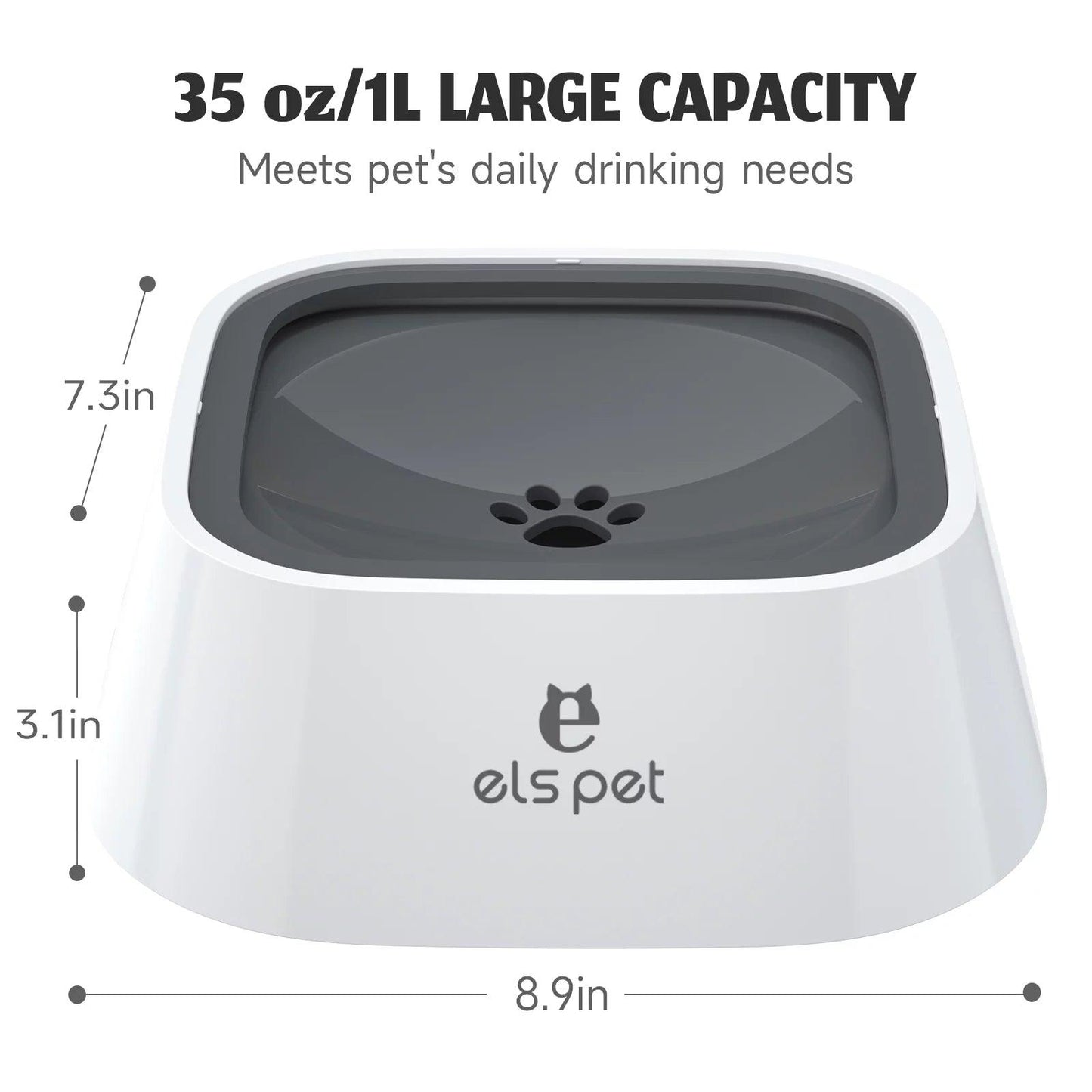 Dog Bowl No Spill Pet Water Bowl No Drip Slow Water Feeder Cat Pet Water Dispenser 35Oz/1L Travel - FureverPawPrint