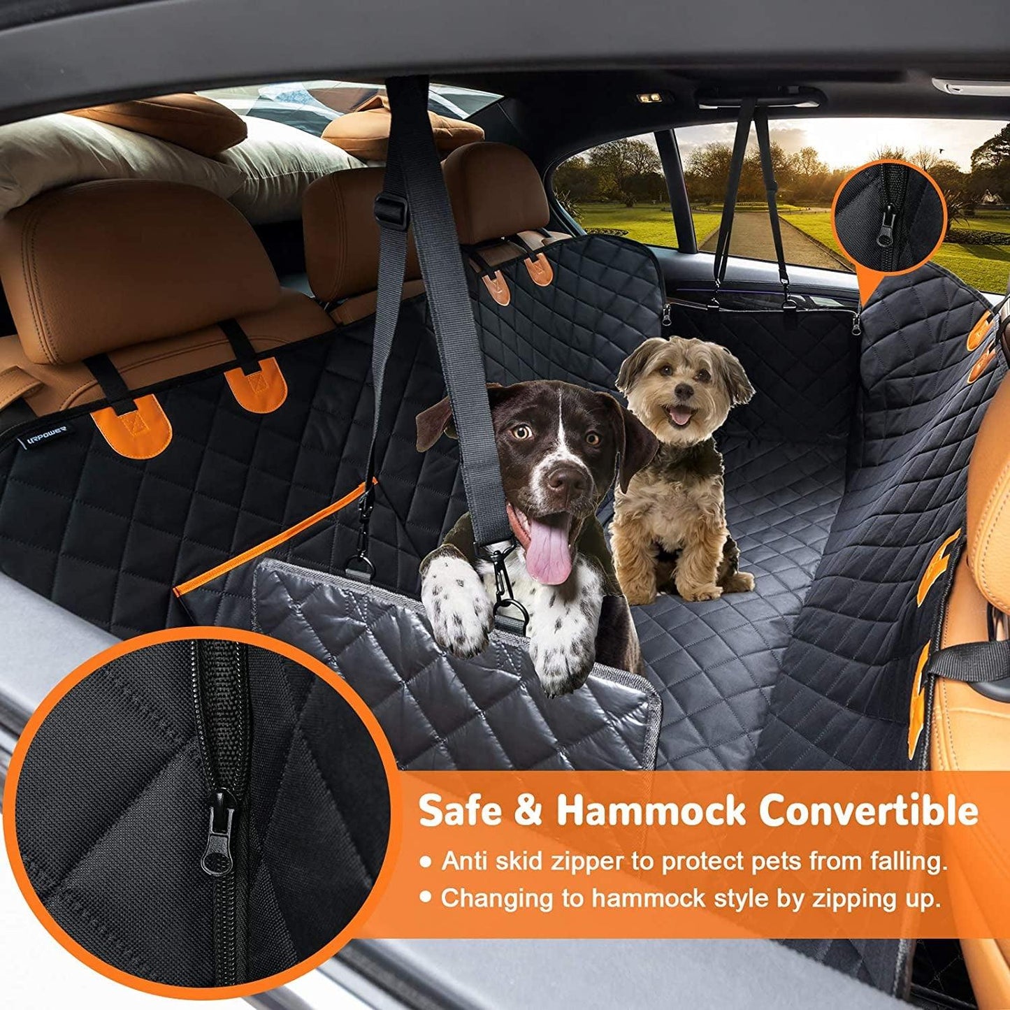 Dog Car Seat Cover for Pets 100% Waterproof Seat Cover Hammock 600D Heavy Duty Scratch Proof Nonslip Durable Soft Back Seat Covers for Cars Trucks and Suvs - FureverPawPrint