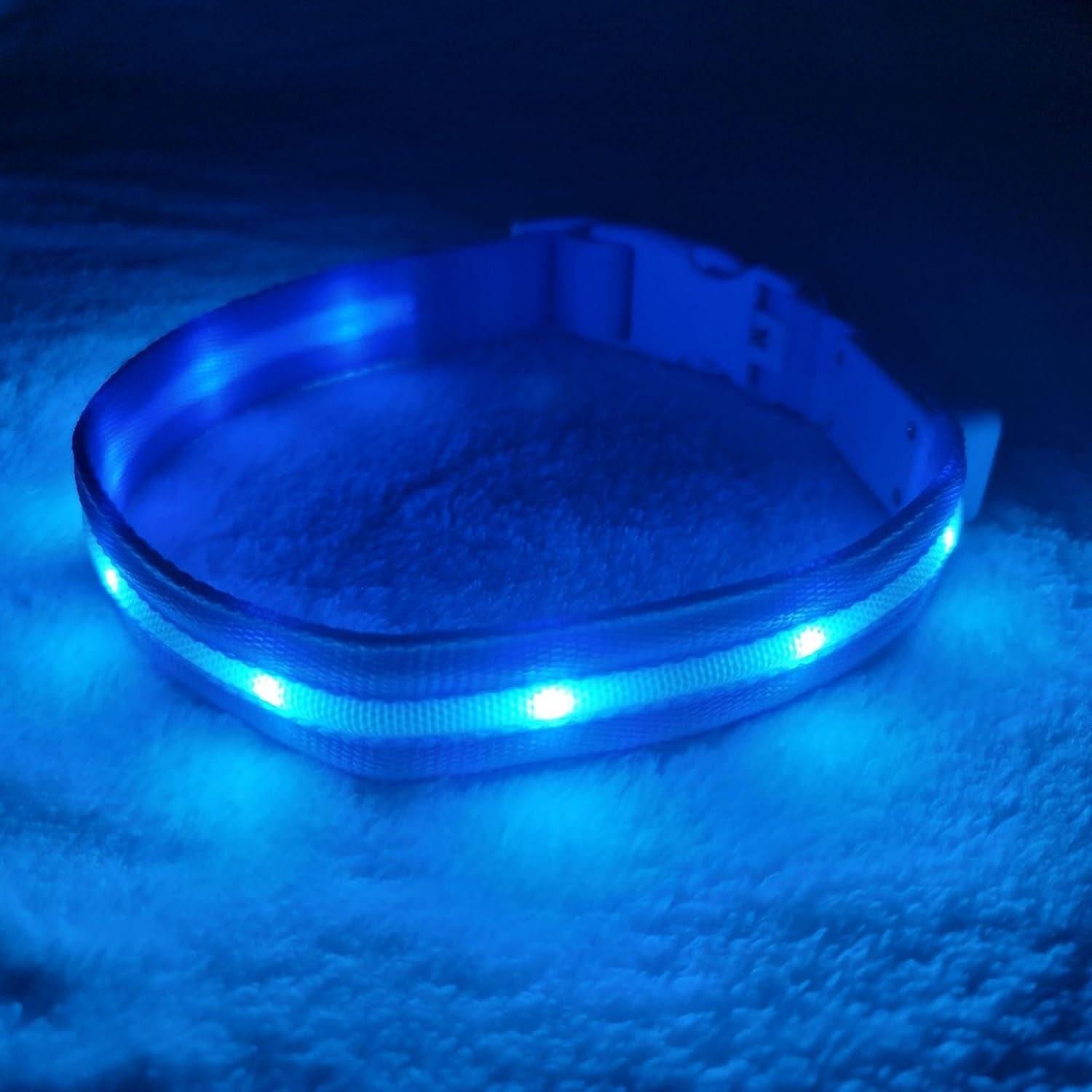 Brightest LED Dog Collar - 1,000 Feet Visibility, USB Rechargeable & Waterproof - Perfect for Night Walks - USA Made - FureverPawPrint