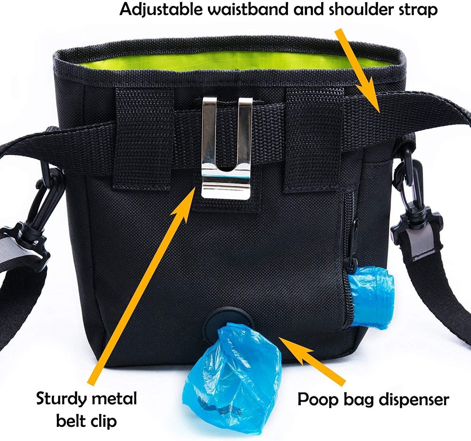 Dog Treat Bag, Training Pouch for Small and Large Dogs with Clicker and Collapsible Food Bowl BPA Free – Pet Treats Tote Bag with Waist and Shoulder Reflective Straps and Belt Clip - FureverPawPrint