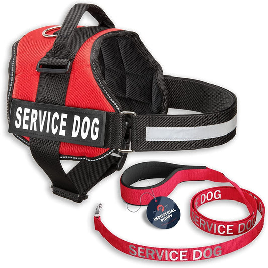 Service Dog Vest with Hook and Loop Straps & Matching Service Dog Leash Set - Harnesses from XXS to XXL - Service Dog Harness Features Reflective Patch and Comfortable Mesh Design - FureverPawPrint