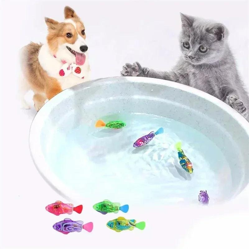 Interactive LED Light-Up Swimming Robot Fish Toy for Cats - Water Activated Fun for Kittens! - FureverPawPrint