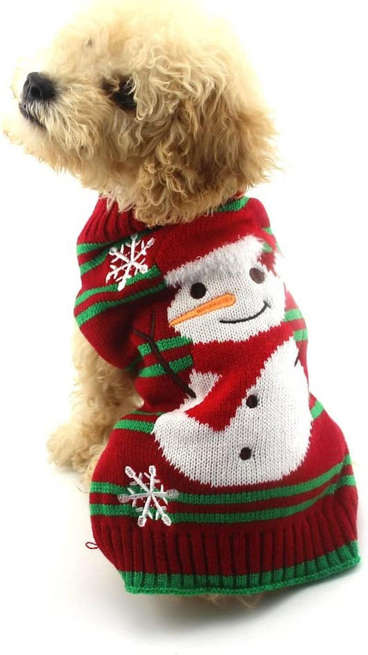 Dog Snow Sweaters Snowman Sweaters Xmas Dog Holiday Sweaters New Year Christmas Sweater Pet Clothes for Small Dog and Cat - FureverPawPrint