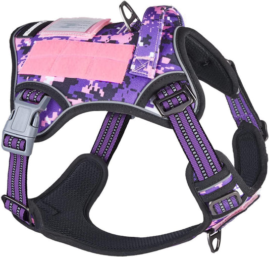 Tactical Dog Harness for Large Medium Small Dogs No Pull, Famous TIK Tok No Pull Dog Harness, Fit Smart Reflective Pet Walking Harness for Training, Adjustable Dog Vest Harness with Handle - FureverPawPrint