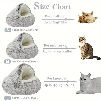 Winter Plush Pet Cat Bed round Cat Cushion Cat House 2 in 1 Warm Cats Basket Pet Sleep Bag Kitten Nest Kennel for Small Dog Cats - FureverPawPrint