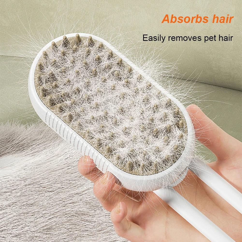 Ultimate 3-in-1 Pet Grooming Brush: Electric Steam Cleaner, Massage Comb & Hair Remover for Cats and Dogs - FureverPawPrint