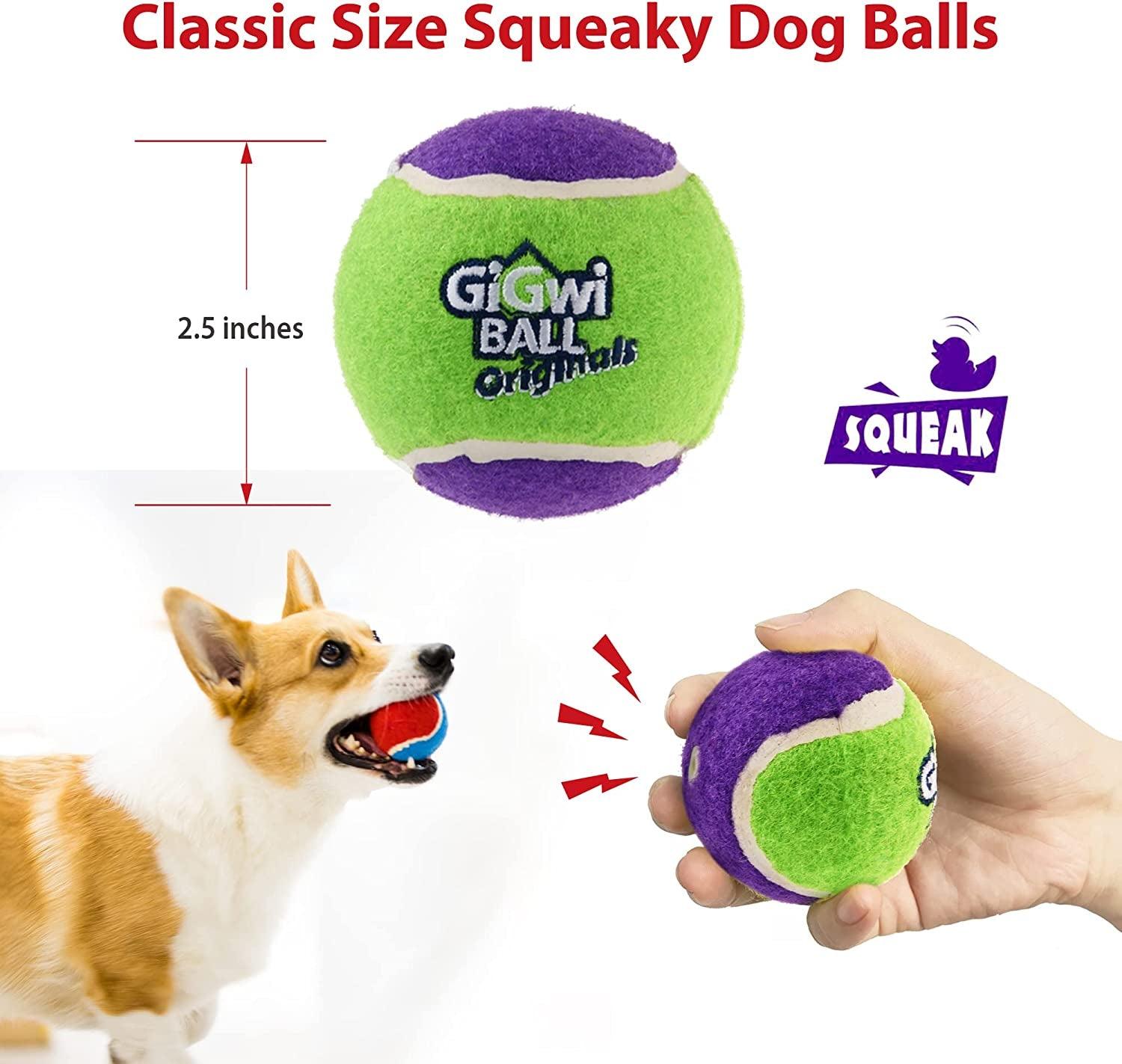 Tennis Balls for Dogs, Squeaky Dog Tennis Balls for Exercise, High Bouncy Dog Balls Bright Colors 2.5 Inches, Interactive Funny Dog Toys for All Breeds of Dogs Indoor & Outdoor Dog Games - FureverPawPrint