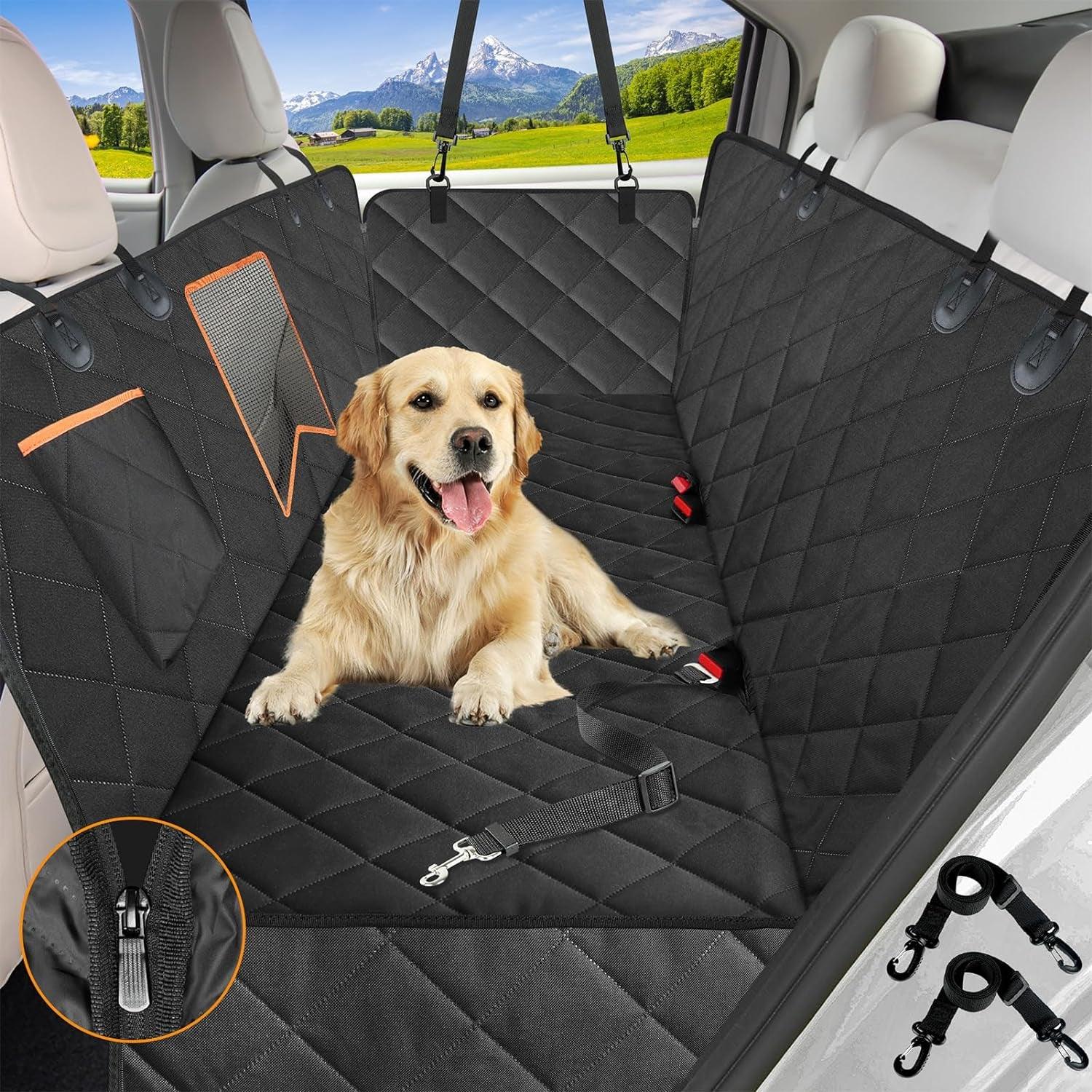 Dog Car Seat Cover for Back Seat, 100% Waterproof Dog Car Hammock with Mesh Window, Anti-Scratch Nonslip Durable Soft Pet Dog Seat Cover for Cars Trucks and SUV - FureverPawPrint