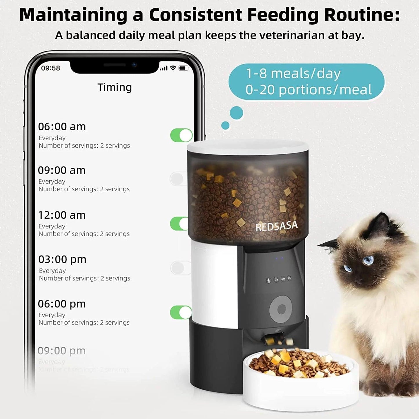 3L Automatic Pet Feeder with Camera, Automatic Cat/Dog Dispenser with 2-Way Audio, 1080P HD with Night Vision, Wifi - FureverPawPrint