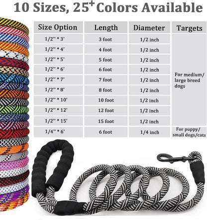 Durable Nylon Dog Leash with Soft Padded Handle - Multiple Lengths for All Dog Sizes - FureverPawPrint