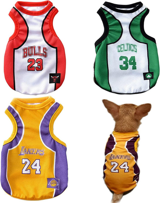 Stylish 3-Pack Dog Clothes for Small Dogs - Basketball Jerseys for Girls & Boys, Perfect for Chihuahuas, Yorkies, and Bulldogs! - FureverPawPrint