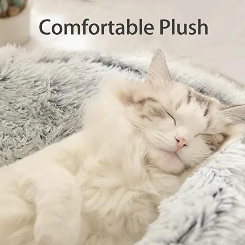 Winter Plush Pet Cat Bed round Cat Cushion Cat House 2 in 1 Warm Cats Basket Pet Sleep Bag Kitten Nest Kennel for Small Dog Cats - FureverPawPrint