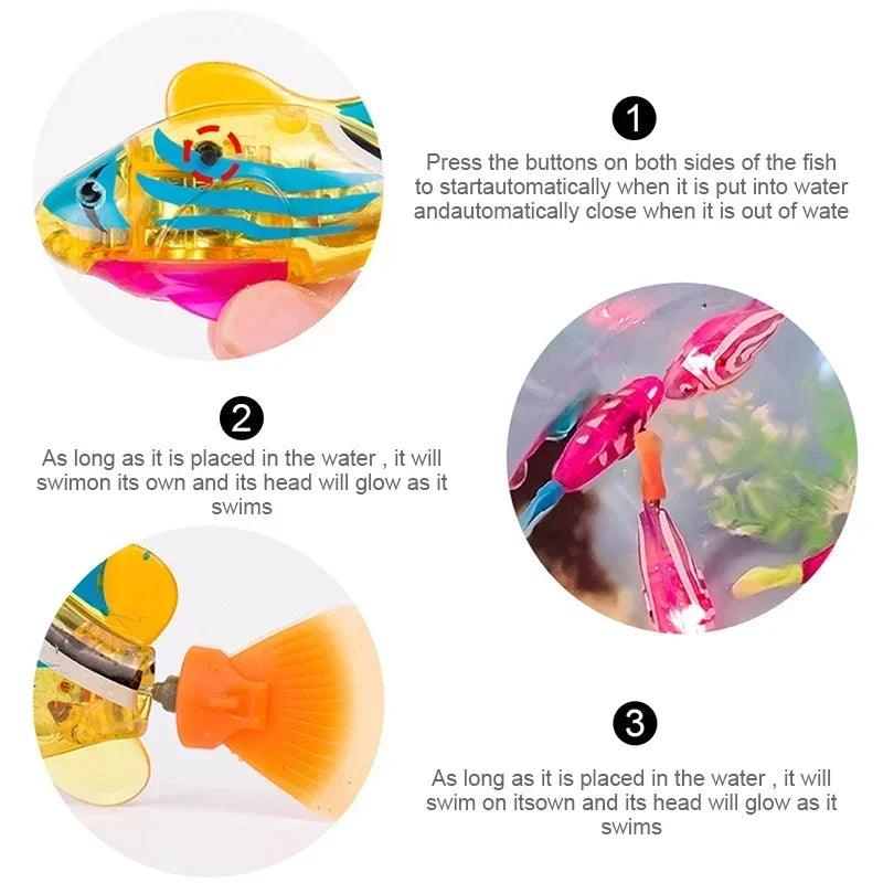 Interactive LED Light-Up Swimming Robot Fish Toy for Cats - Water Activated Fun for Kittens! - FureverPawPrint