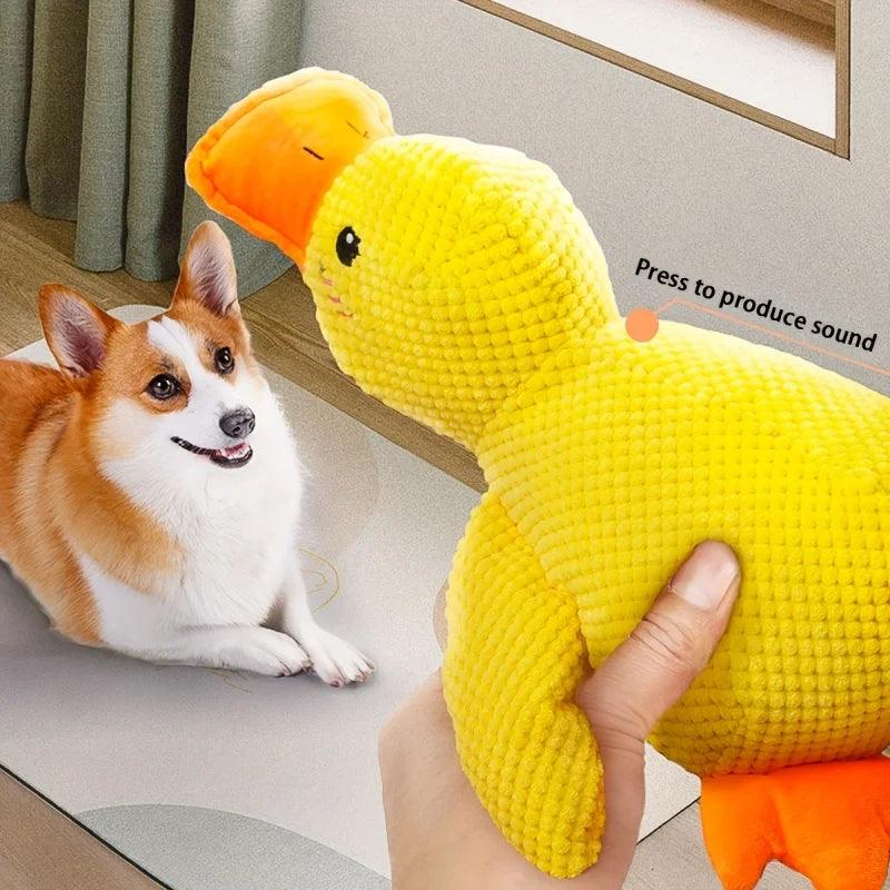 Large Duck-Shaped Squeaky Plush Dog Toy - Durable Chew Toy for Teeth Cleaning and Interactive Playtime Fun! - FureverPawPrint