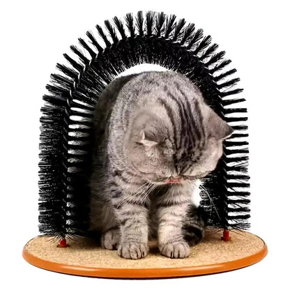 Interactive Cat Grooming Arch with Massage Brush and Scratching Pad - Ultimate Pampering Toy for Your Feline Friend! - FureverPawPrint