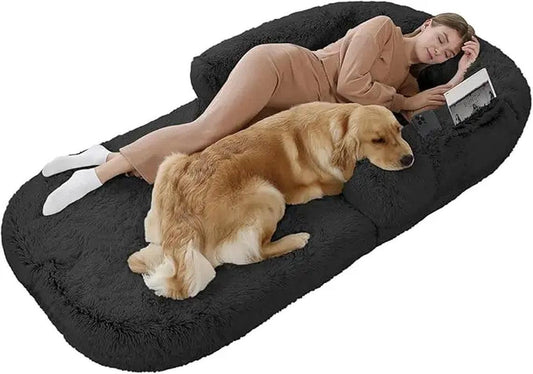 Human Dog Bed, 74"X43"X9" Dog Beds for Large Dogs, Foldable Plush Washable Dog Beds - FureverPawPrint