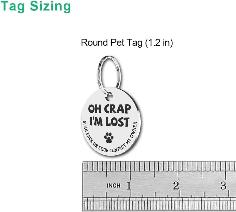 Stainless Steel QR Code Pet ID Tags Dog Tags - Pet Online Profile - Scan QR Receive Instant Pet Location Alert Email - FureverPawPrint