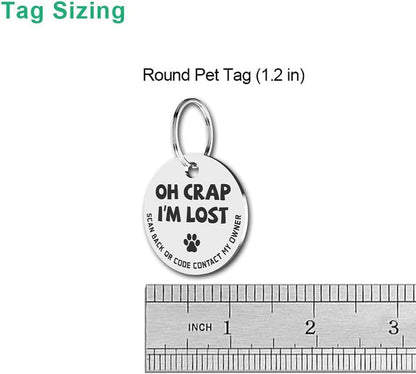 Stainless Steel QR Code Pet ID Tags Dog Tags - Pet Online Profile - Scan QR Receive Instant Pet Location Alert Email - FureverPawPrint