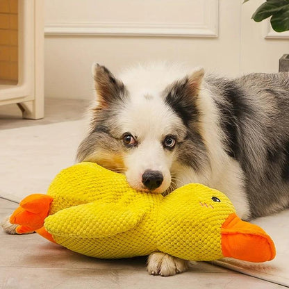 Large Duck-Shaped Squeaky Plush Dog Toy - Durable Chew Toy for Teeth Cleaning and Interactive Playtime Fun! - FureverPawPrint