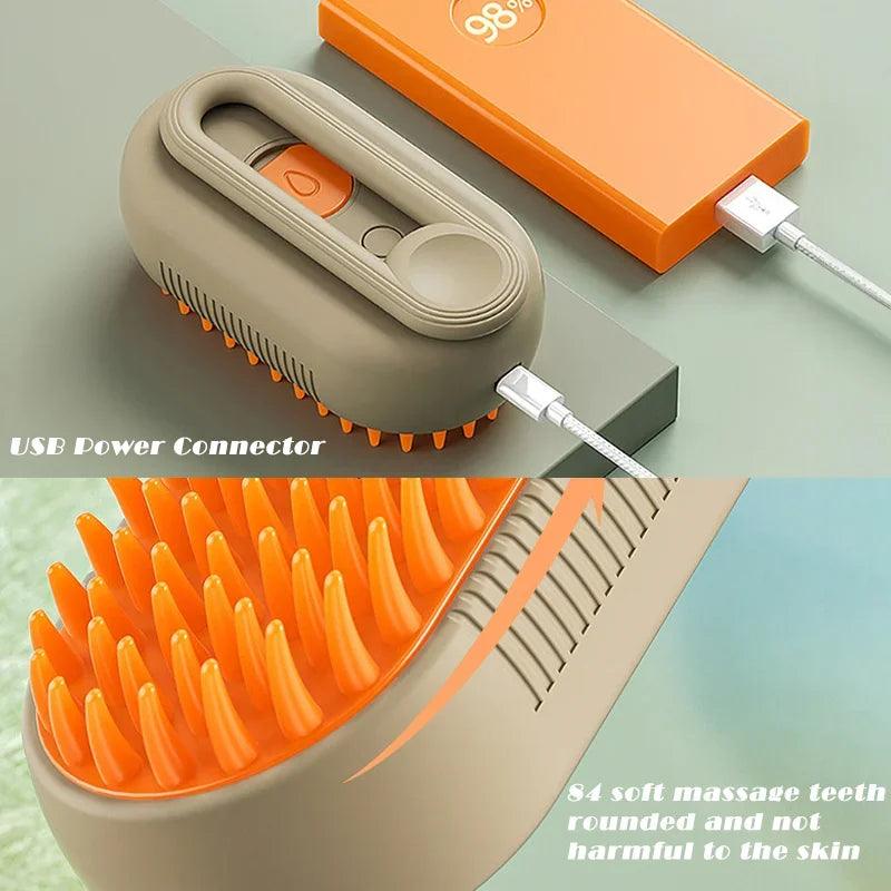 Ultimate 3-in-1 Pet Grooming Brush: Electric Steam Cleaner, Massage Comb & Hair Remover for Cats and Dogs - FureverPawPrint