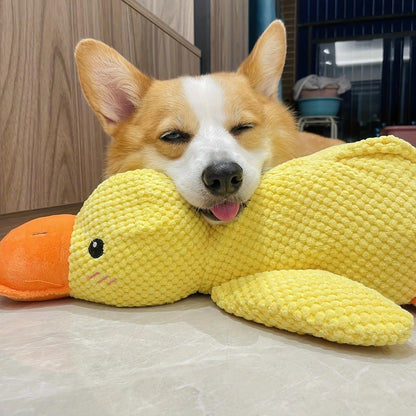 Large Duck-Shaped Squeaky Plush Dog Toy - Durable Chew Toy for Teeth Cleaning and Interactive Playtime Fun! - FureverPawPrint