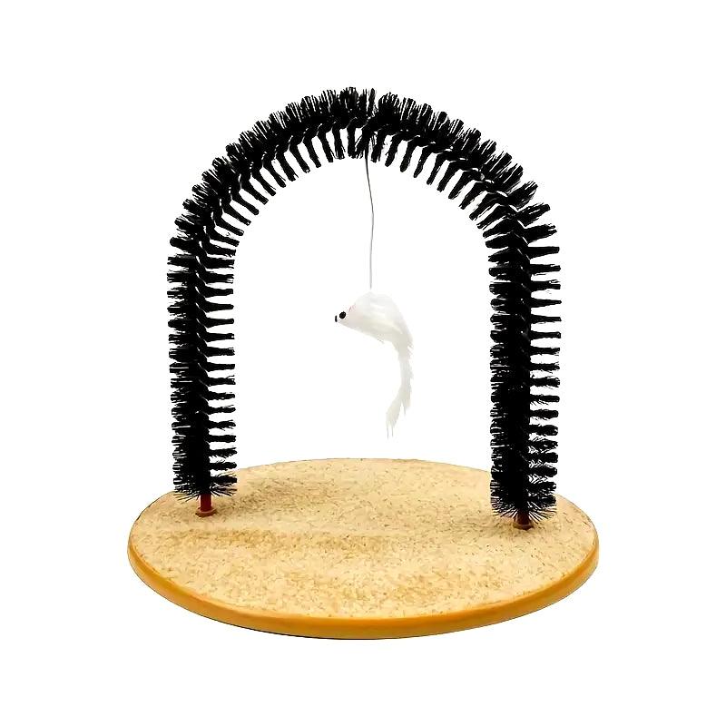 Interactive Cat Grooming Arch with Massage Brush and Scratching Pad - Ultimate Pampering Toy for Your Feline Friend! - FureverPawPrint