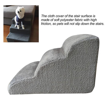 Non-Slip 3-Tier Dog Ramp Stairs - Removable & Washable Pet Steps for Easy Access to Bed - FureverPawPrint