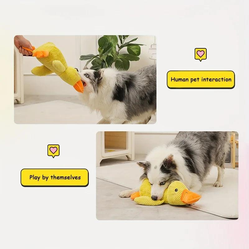 Large Duck-Shaped Squeaky Plush Dog Toy - Durable Chew Toy for Teeth Cleaning and Interactive Playtime Fun! - FureverPawPrint