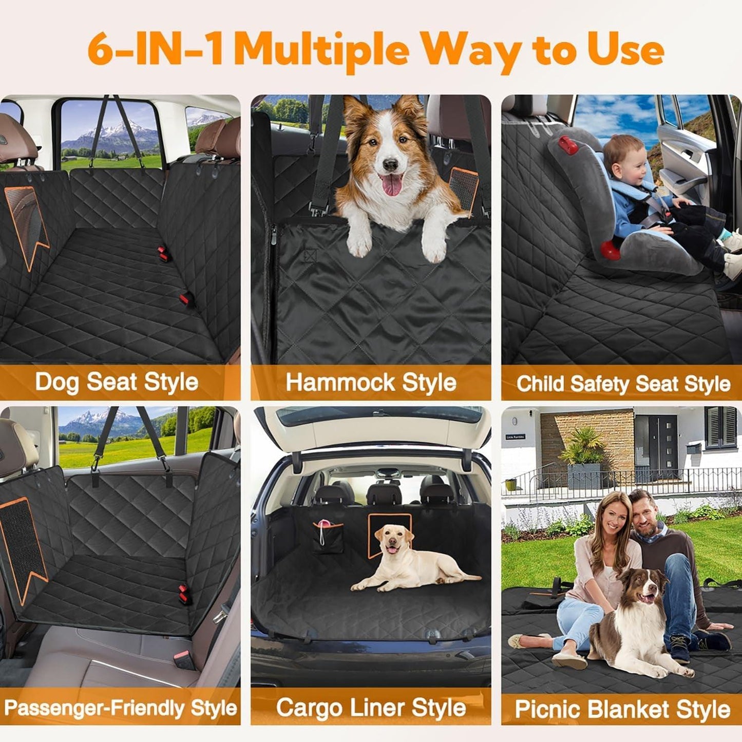 Dog Car Seat Cover for Back Seat, 100% Waterproof Dog Car Hammock with Mesh Window, Anti-Scratch Nonslip Durable Soft Pet Dog Seat Cover for Cars Trucks and SUV - FureverPawPrint