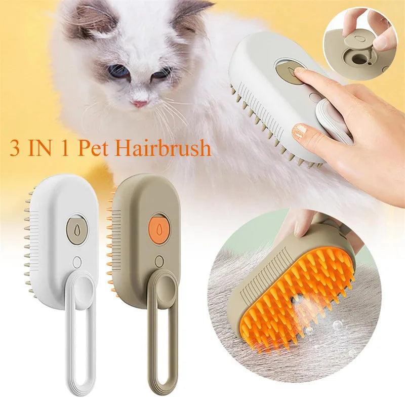 Ultimate 3-in-1 Pet Grooming Brush: Electric Steam Cleaner, Massage Comb & Hair Remover for Cats and Dogs - FureverPawPrint