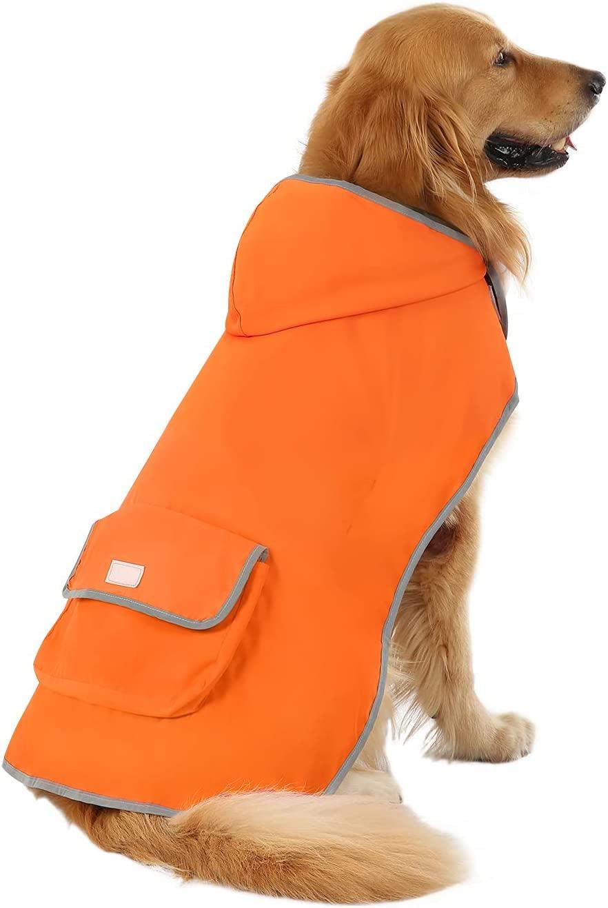 Reversible Dog Raincoat Hooded Slicker Poncho Rain Coat Jacket for Small Medium Large Dogs Camo Orange - L - FureverPawPrint