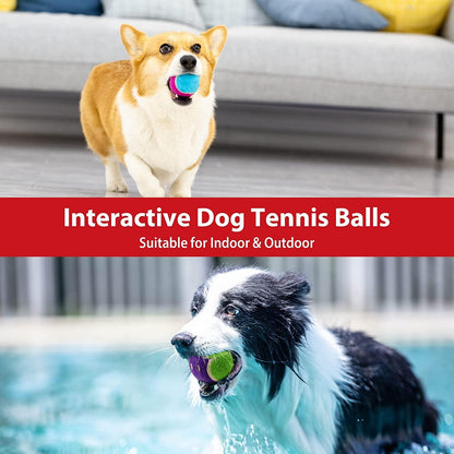 Tennis Balls for Dogs, Squeaky Dog Tennis Balls for Exercise, High Bouncy Dog Balls Bright Colors 2.5 Inches, Interactive Funny Dog Toys for All Breeds of Dogs Indoor & Outdoor Dog Games - FureverPawPrint