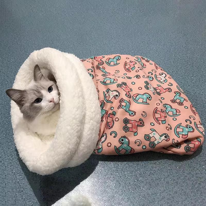 Cozy Cat Sleeping Bag – Soft, Fluffy, and Comfortable Nest for Kittens and Puppies - FureverPawPrint