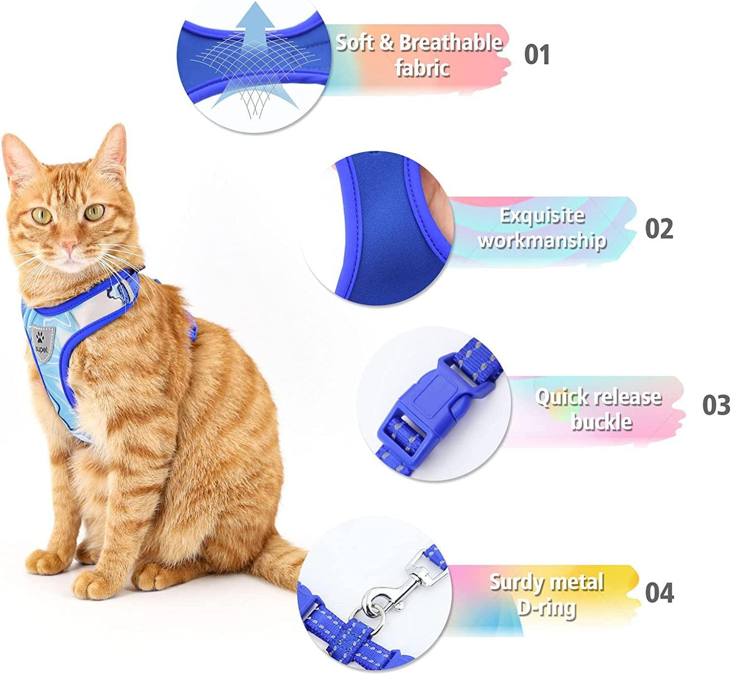 Cat Harness and Leash Escape Proof for Walking, Adjustable Cat Vest Harness and Leash Set for Large and Small Cats Kittens - FureverPawPrint