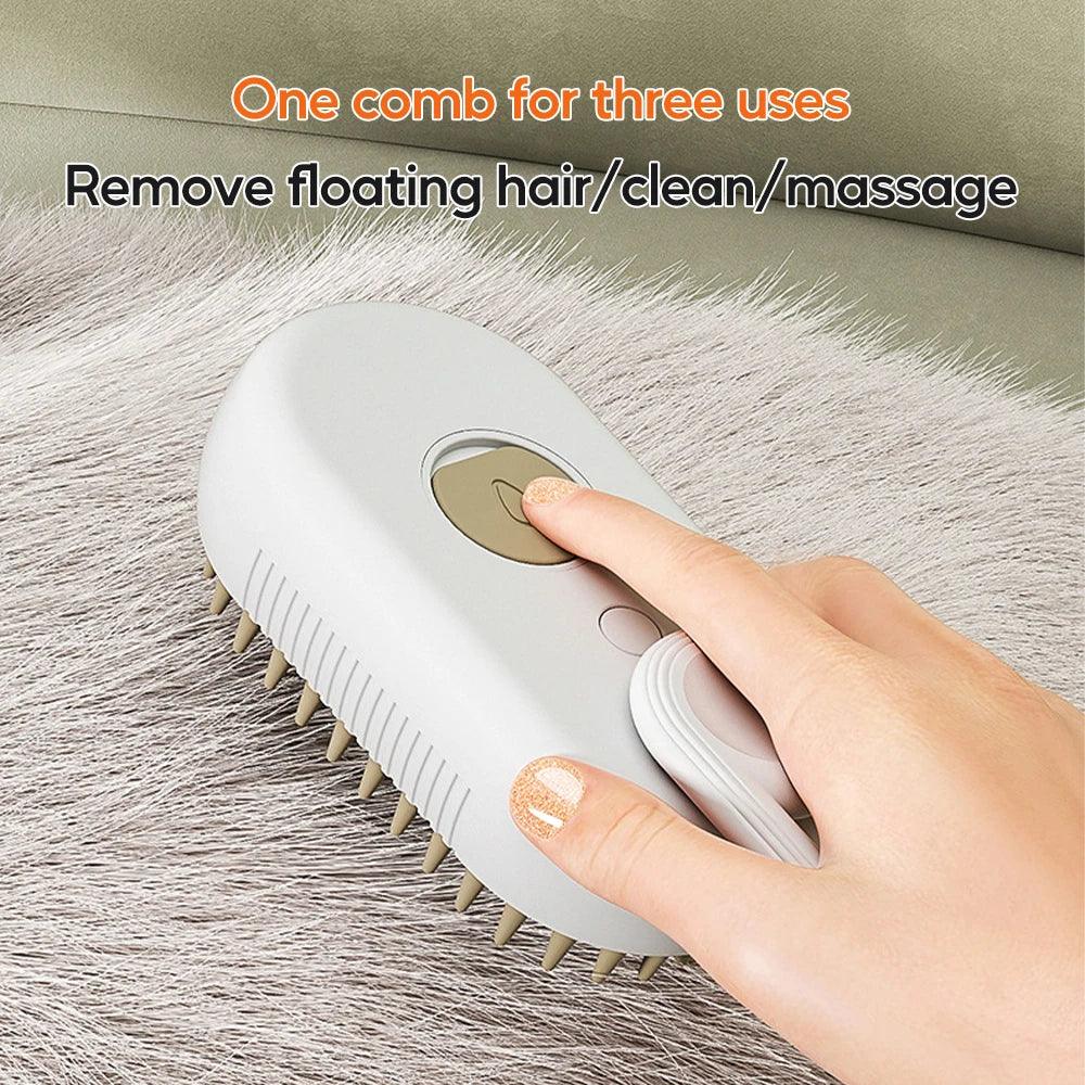 Ultimate 3-in-1 Pet Grooming Brush: Electric Steam Cleaner, Massage Comb & Hair Remover for Cats and Dogs - FureverPawPrint