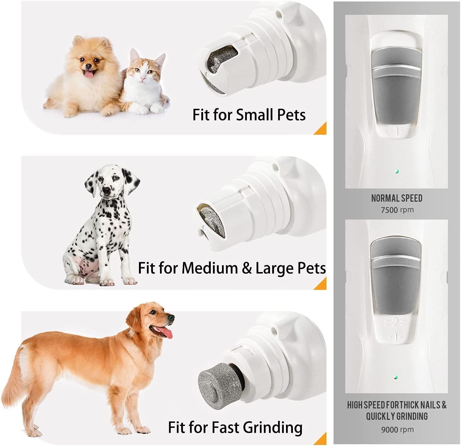 Pet Nail Grinder with LED Light & 2 Grinding Heads, 2-Speed Low Noise & More Powerful Dog Nail Grinder, Pet Nail Trimmer File, Painless Paw Claw Care, Quiet Toenail Grooming Tool for L/M/S Dogs/Cats - FureverPawPrint